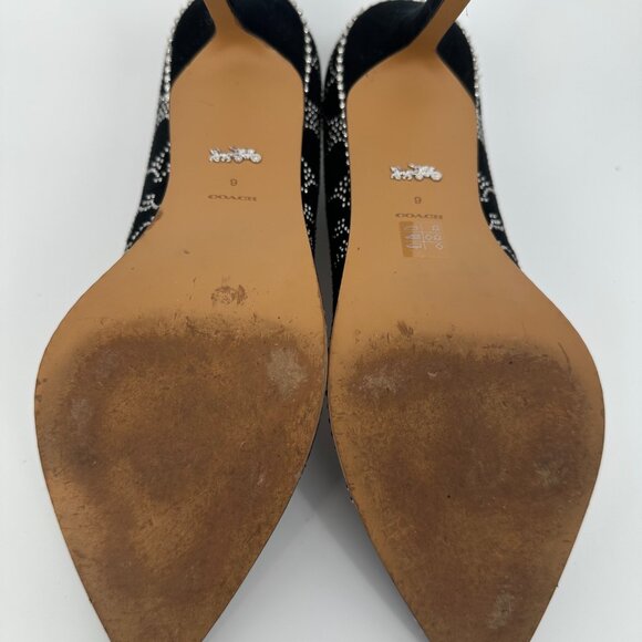 Coach Waverly G5228 Black Suede Signature C Studded Pointed Toe Heels Women’s 9B - Picture 8 of 12